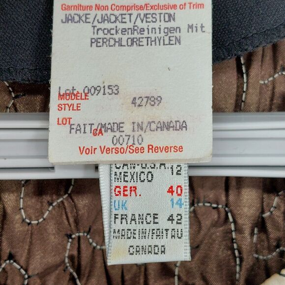 Vintage Joseph Ribkoff Jacket Womens Sz 12 Black Scrunch Textured Designer Chic - Picture 9 of 11